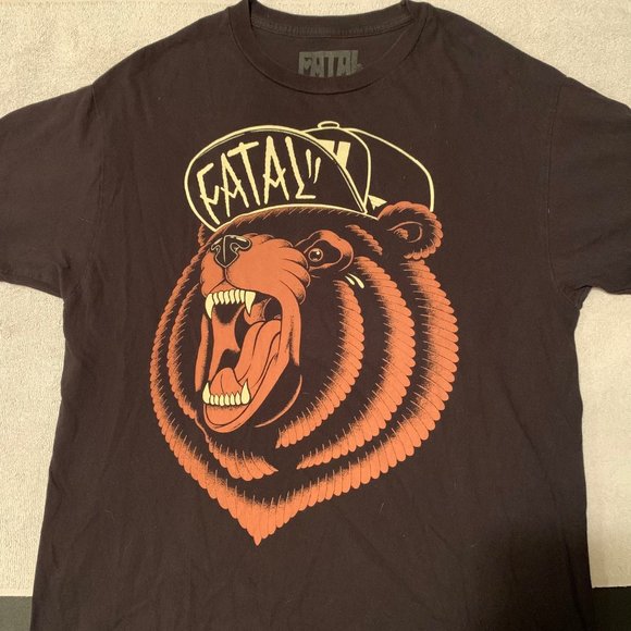 Fatal California Bear Vintage Short Sleeve T-Shirt LARGE Black - FATAL CLOTHING - Picture 1 of 8